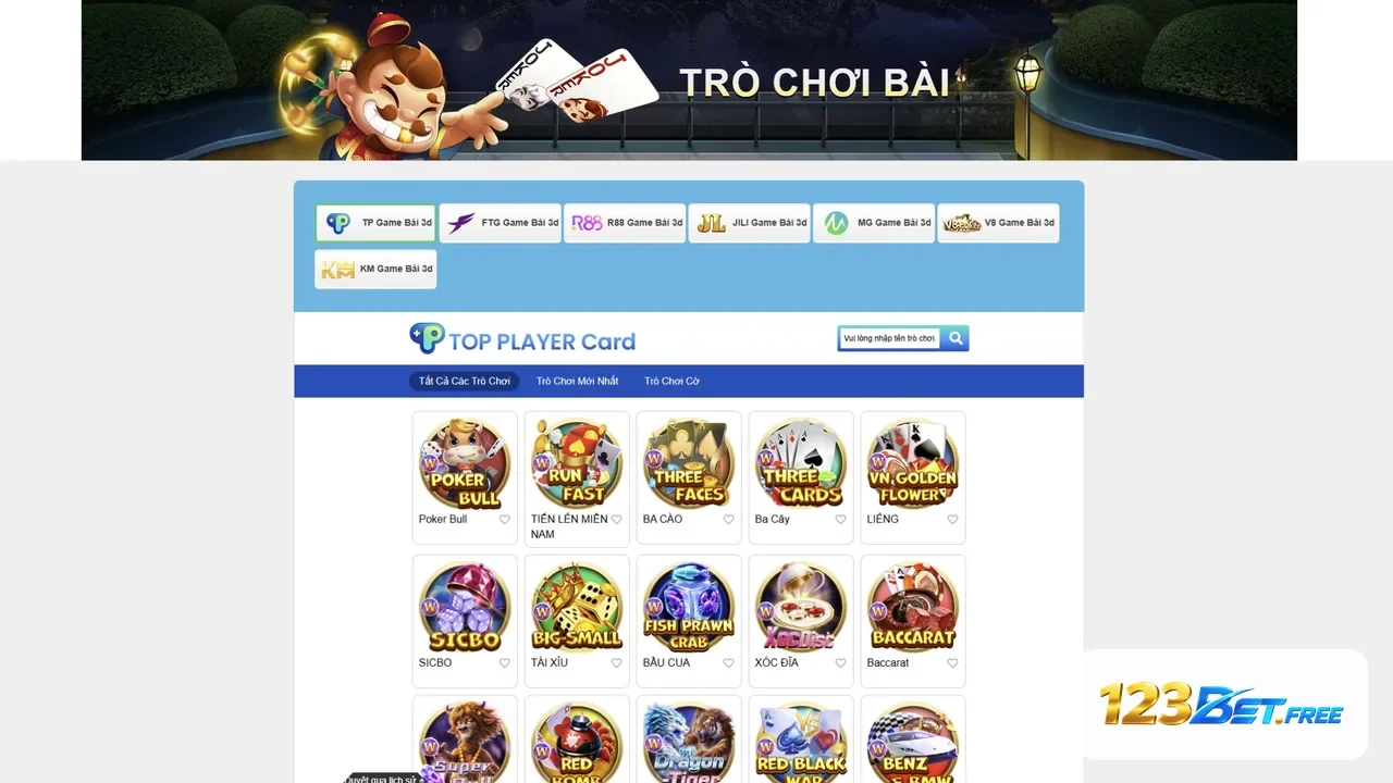 Sảnh game bài đổi thưởng tại 123BET Free