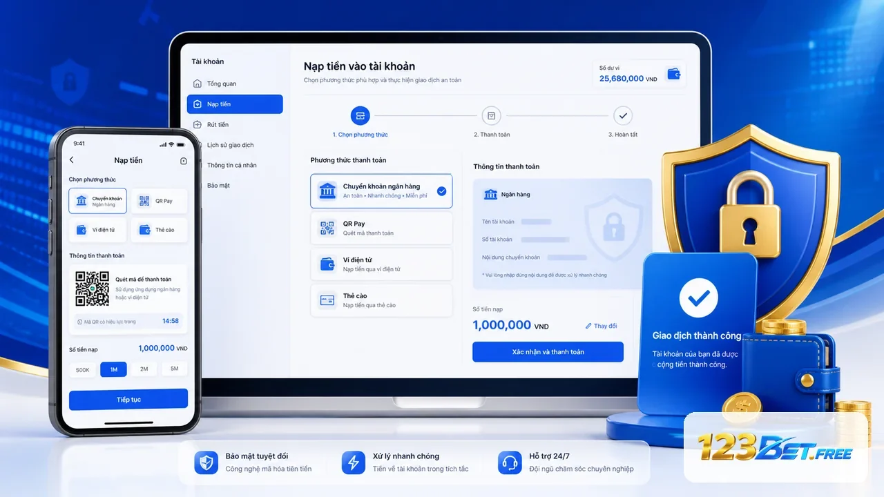 Hướng dẫn nạp tiền vào tài khoản 123BET Free